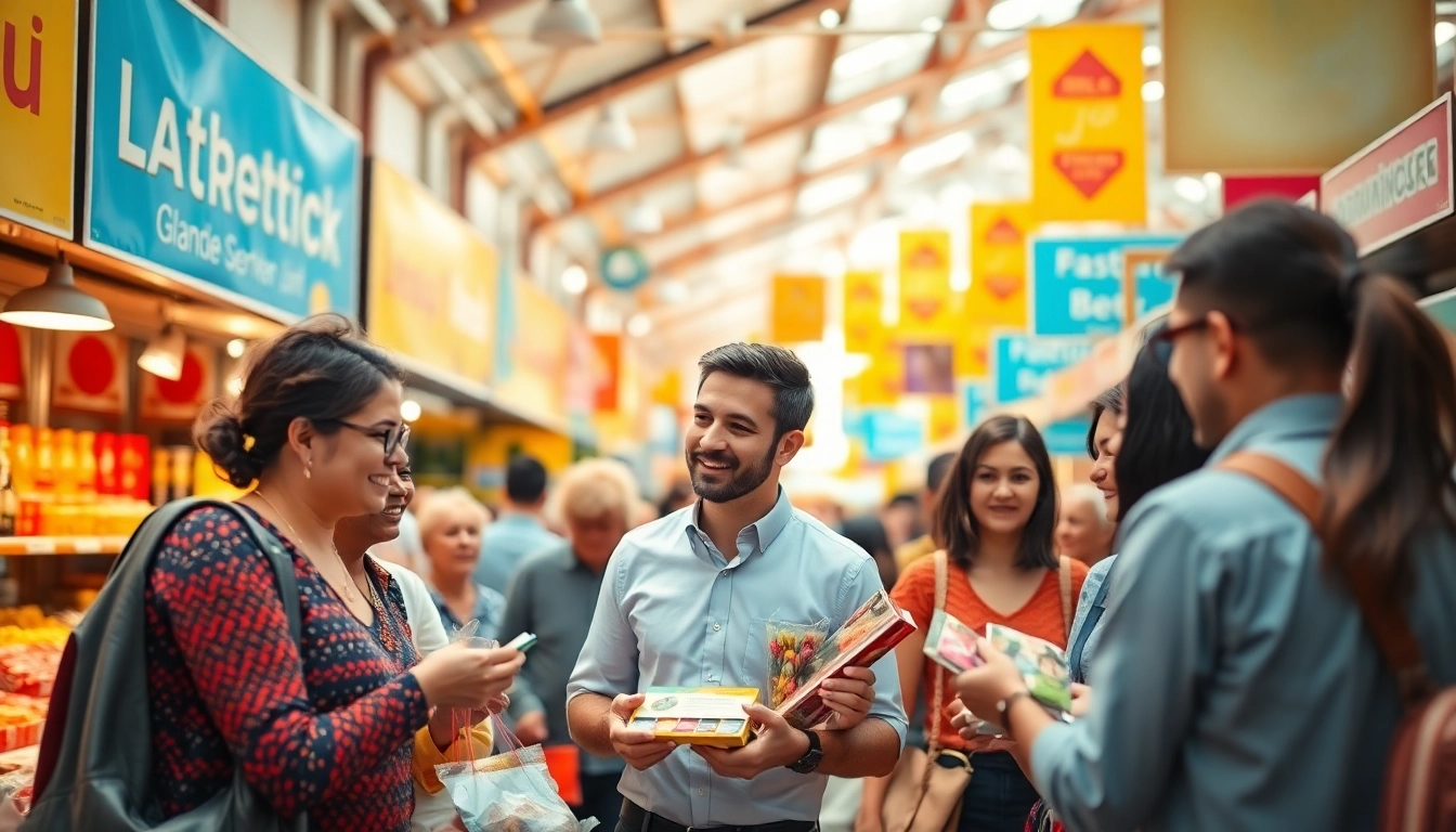 Engaging marketplace scene showcasing how to sell on Jirle with diverse sellers and enthusiastic buyers.